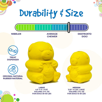 SodaPup Honey Bear – Durable Dog Treat Dispenser & Chew Toy Made in USA from Non-Toxic, Pet Safe, Food Safe Natural Rubber Material for Mental Stimulation, Problem Chewing, Calming Nerves, & More