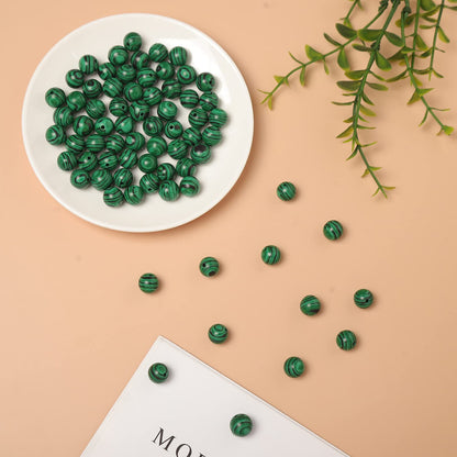 45pcs 8mm Malachite Loose Beads for Jewelry Making, Natural Semi Precious Beads Round Smooth Gemstone Spacer Beads Charms for Necklaces Bracelets