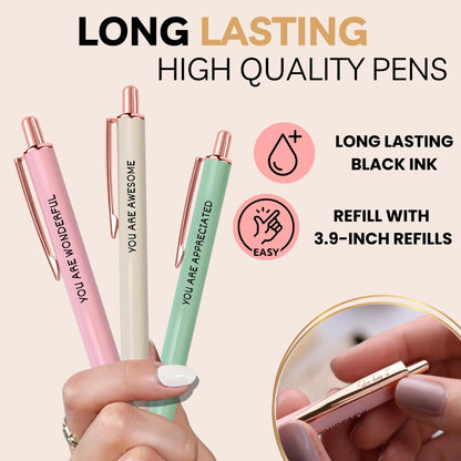 She Does It Fancy Pen Set For Women - Inspirational Nice Teacher Pens | Pretty Motivational Thank You Gifts | Cute Positive Work, Office, Promotion, Coworkers, Intern, Gratitude & Job Motivation Gift