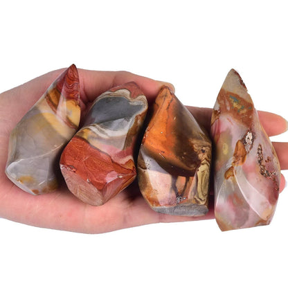 AMOYSTONE Polychrome Jasper Flame Shaped Stone Tower Obelisks 2-4 Pcs 1 Lb Total Natural Crystal Reiki Energy Home Office Decor