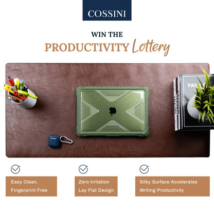 Cossini XL Desk Pad - Large Vegan Leather Desk Mat (17 x 36) - Buttery Smooth Writing, Damage Blocking, Non-Slip, Waterproof - Home Office Computer Desk Protector Blotter Laptop Keyboard Mouse Pad