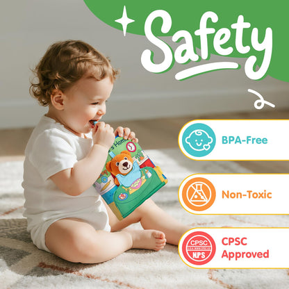 hahaland Baby Book for 1 Year Old - Touch and Feel Soft Activity Books Tummy Time Baby Toy 6 9 12 18 Months Interactive Book for Babies 6-12 Month on Airplane Birthday Easter Basket Stuffers