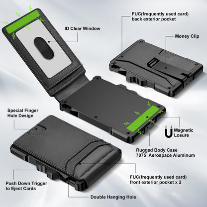 furid Smart Wallet For Men Slim: Rfid Minimalist Pop Up Wallets with Money Clip Metal Credit Card Holder - Gifts for Husband Father at Birthday Anniversary