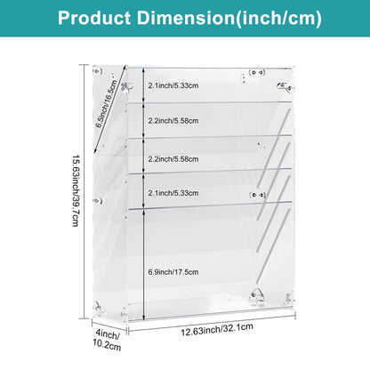 Solinxe Clear Desk File Holder, 5 Tier Acrylic Hanging Wall File Mail Document Organizer, Vertical Paper Organizer, Magazine Newspaper Rack for Office, Home, Classroom