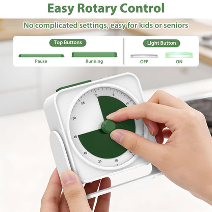 Rechargeable Visual Timer 60-Minute for Classroom Countdown Stopwatch Timer, w/Adjustable Stand for Homeschool Supplies Study Time Management Tool, for Desk Office Work Meetings, Mute Function, White