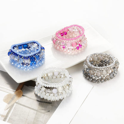 Noessla Beaded Boho Stretch Bracelet Colorful Stackable Crystal Beads Bracelets Trendy Costume Jewelry Mothers Day Gifts for Women(21-Sapphire)