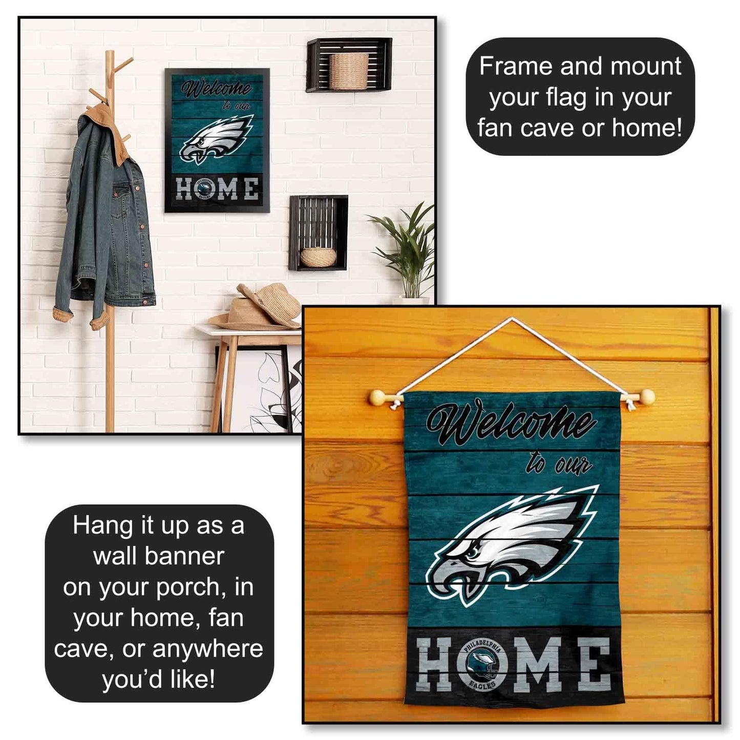 Philadelphia Eagles Welcome Home Decorative Garden Flag Double Sided Banner