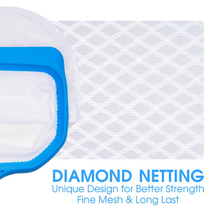 TidyMister Pool Skimmer Net with Front Double Layer Net, Ultra Fine Mesh Diamond Netting Pool Leaf Rake for Above Ground Pools & In-ground Pools, Fit with 1-1/4'' Standard Pole