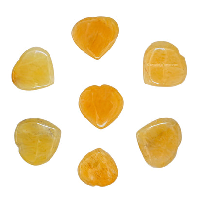 Amazing Gemstone Yellow Aventurine Stone Heart - Pack of 2 Crystal Heart Stones Rocks - Corazones De Piedra Crystals and Healing Stones Heart Shaped Crystal - Stocking Stuffers Gifts