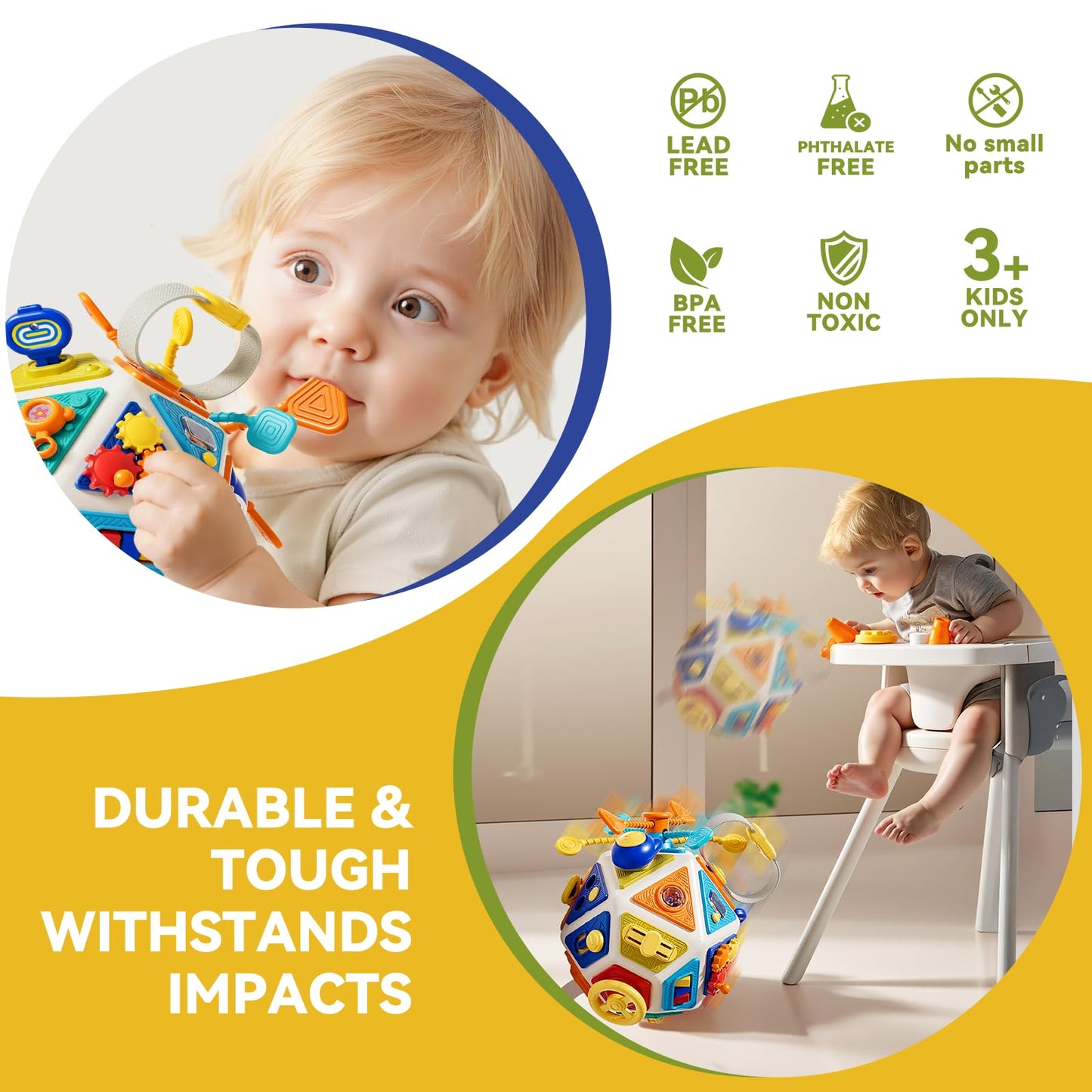 22‑in‑1Toddler Busy Board Activity Cube Toys, Montessori Sensory Toy & Travel Leaning for Toddlers, Early Education Active Toy and Fine Motor Skills Development Toy for 1 2 3 Years Old Boys & Girls