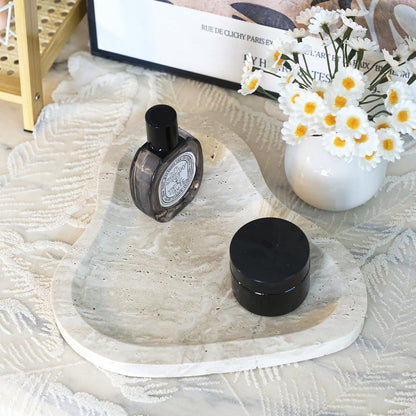 Yfstone Natural Marble Oval Jewelry Dish, Trinket Tray for Ring & Earring Holder, Vanity/Nightstand Decor with Unique Natural Veins, Gift for Women/Mom/Daughter