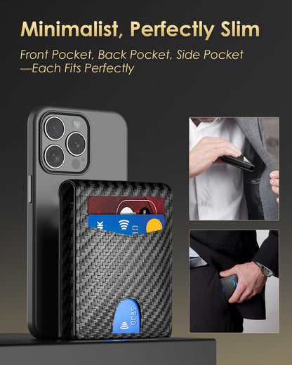 2026 Wallet for Men - RFID Blocking [Functional & Practical] Bifold Slim Minimalist Credit Card Holder Pop Up Wallet Metal Case with Cash Slot, Front Pocket with ID Window, Gift Boxed (Carbon Fiber)