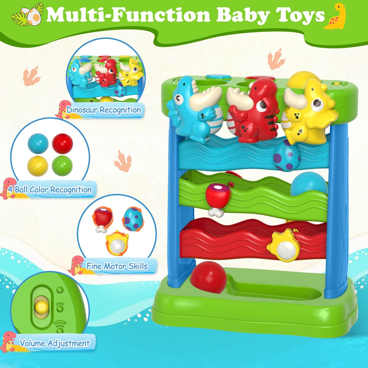 AuroTops Toys for Toddlers 1 2 3 Years Old Boys & Girls Musical Toy for Kids 12-18 Months Interactive Montessori Toys with Light & Sound,Christmas Birthday Gifts