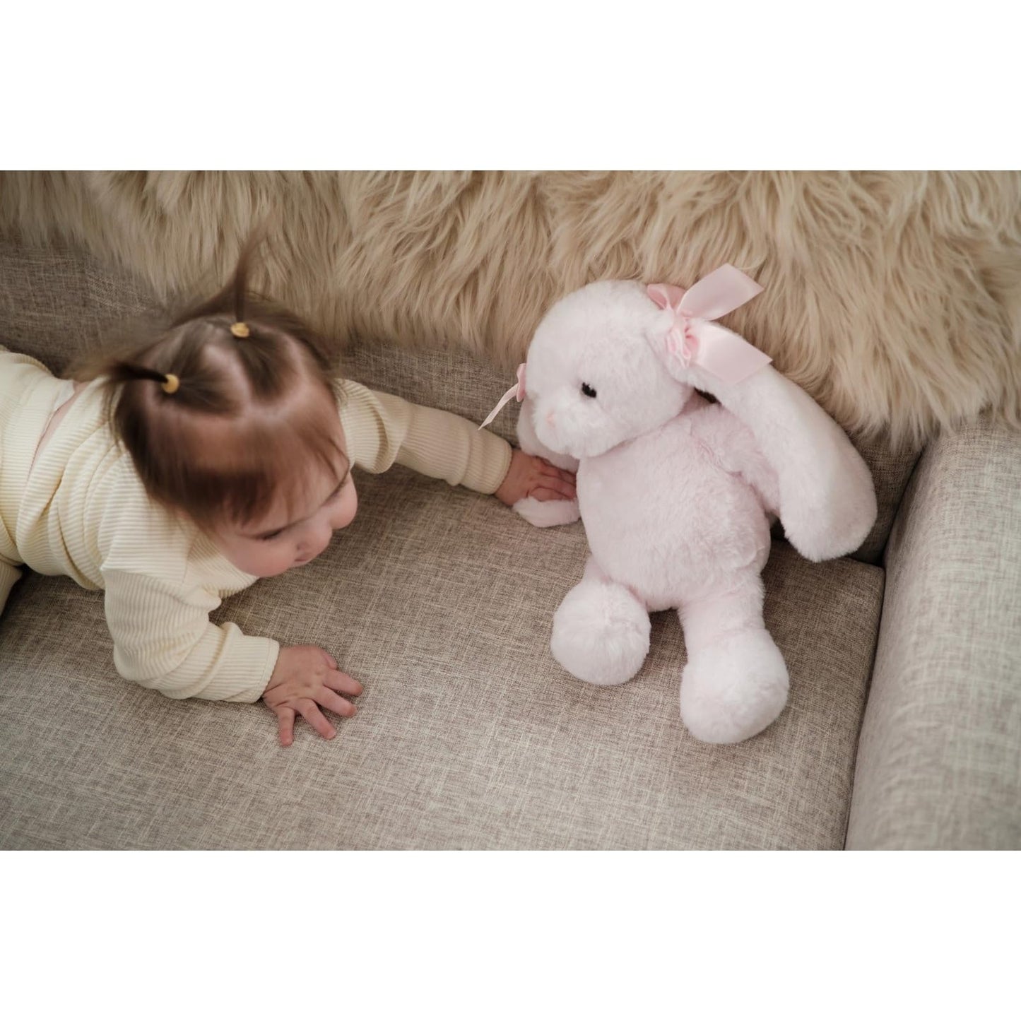 Bearington Light Pink Plush Easter Bunny Stuffed Animal - 14" Soft Cuddly Easter Rabbits with Fluffy Fur and Long Ears - Adorable Stuffed Bunnies Toy Gifts for Kids, Babies, and Holiday Celebrations
