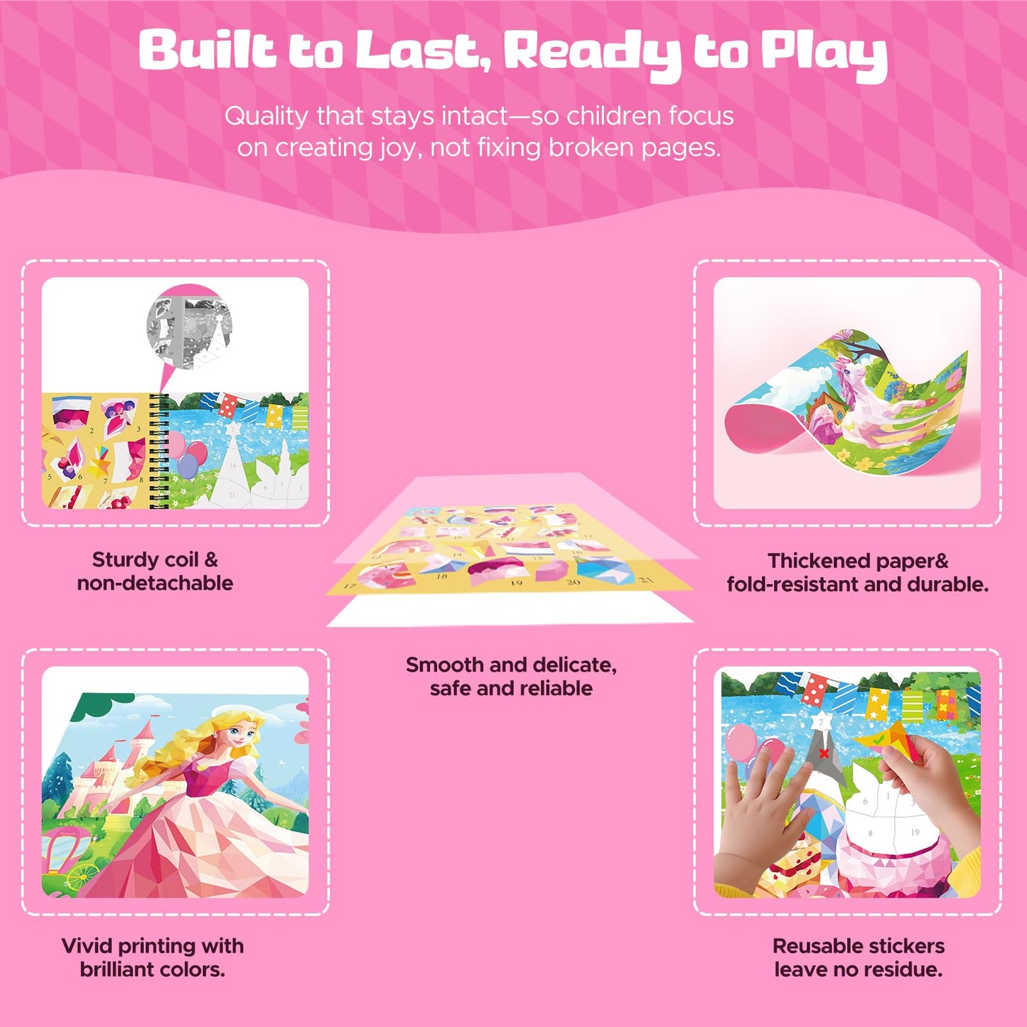 CutteeyFyry 2PCS Paint by Number Sticker Book Travel Activities Essentials for Girls Kids Ages 4-10 Road Trip & Airplane Toys & Long Car Rides, Birthday Present, Preschool Classroom Party Gifts