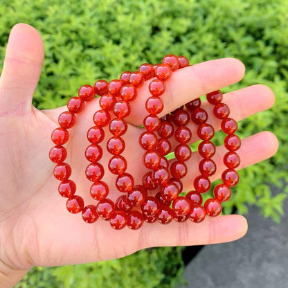 Adabele Real Natural Carnelian Red Agate Gemstone Beaded Bracelet 7 inch Stretch Chakra Red Gems Stones Healing Crystal Energy Quartz Rock GB8-29