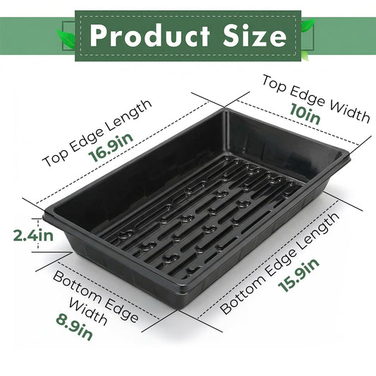 Sckee Upgraded 10 Pack Plant Growing Trays Seed Starting Tray Microgreens Growing Trays Seedling Plant Germination Starter Tray Transplant Fodder Flats, No Holes, No Leakage, Reusable (1017)