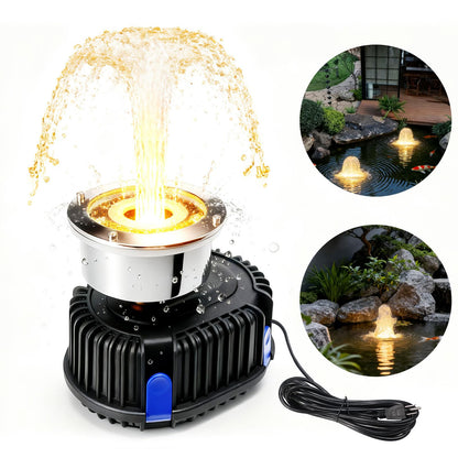 Pond Fountain Pump with LED Light for Outdoor Water Garden, 528GPH Submersible Pump Fountain Light Kits (Warm White) for Water Feature Koi Pond