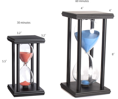 hourglas Sand Timer 30/60 Minutes Desktop Decorations Reloj de Arena ampulheta Sandglass (Black Sand,5.5 * 3.2 * 3.2inch,30min)