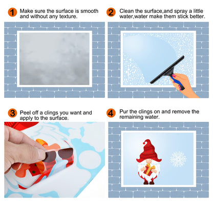 Christmas Window Clings 245pcs Christmas Decals Reusable Double Sided Printed Self Adhesive Window Decorations Santa Claus, Moose, Snowman,Socks,Dwarfs,Xmas Tree and Snowflakes Window Clings, 9 Sheet