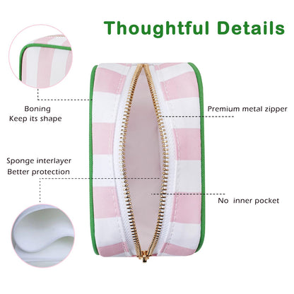 RSRSLEII Small Stripe Makeup Bag for Purse, Mini Cosmetics Bag with Zipper, Cute Cosmetic Pouch for Women Girls, Key Pocket Lipstick Pouch Card Holder Data Cable Organizer(06 Colorful Stripes)