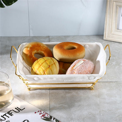 Gold Baskets for Bread Serving, Parties Gold Wire Basket for Fruit Vegetables Bread (2)