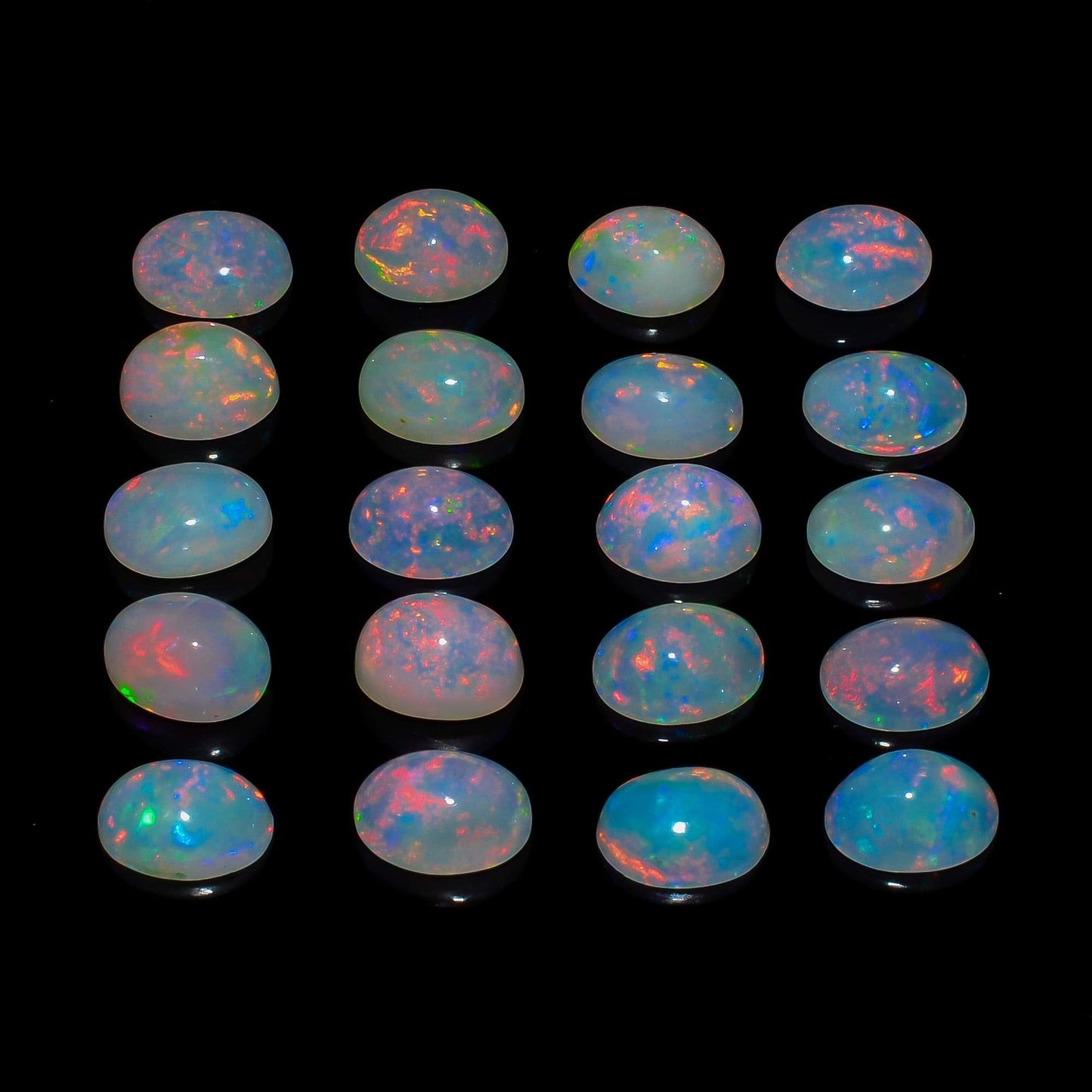 2 PCS 8X6 MM AURA GEMS Natural Ethiopian Opal Oval Cabochon, Opal Loose Gemstone For Jewelry Making, Fire Play Color Opal Oval Cabochon Cut All Calibrated Sizes