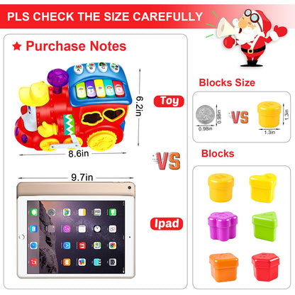 Baby Toys for 1 Year Old Boy Girl Gift Musical Train Baby Toys 6-12 12-18 Months,Early Educational Learning Montessori Kids Toys with Blocks/Light Toddler Christmas Birthday Gifts for 1 2 3 Year Old
