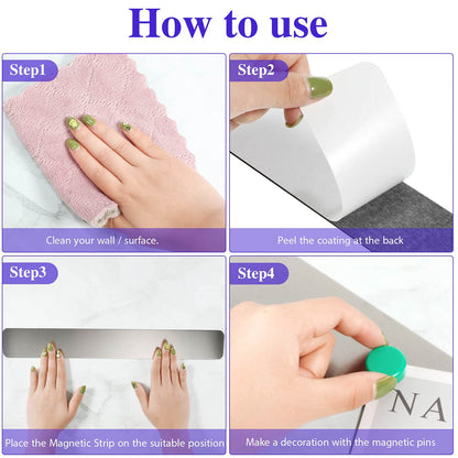 6 Pcs 15" x 2" Magnetic Display Board Souvenir Bulletin Board Strip Set with 48 Pcs Colorful Magnet for Office Home Wall Display Notes, Photos(Silver)