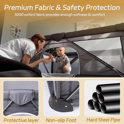 Foldable Baby Playpen, Extra Large Play Pen for Babies and Toddlers, Baby Fence Play Yard, Safety Kids Portable Playpin Indoor&Outdoor (50"X50",Dark Grey)