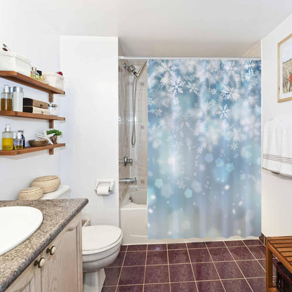 Allenjoy 72x72 inch Winter Shower Curtain Falling Snowflake Bokeh Ice Wonderland Bathroom Curtain Durable Waterproof Fabric Bathtub Sets Home Decor