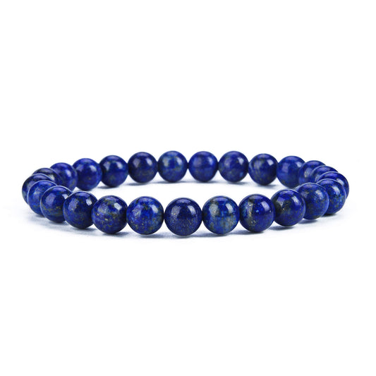 Cherry Tree Collection Blue Lapis Lazuli Beaded Bracelet – Genuine 8mm Gemstone Stretch Bracelet for Men & Women – Handmade Crystal Bracelet - (Blue Lapis Lazuli - S)