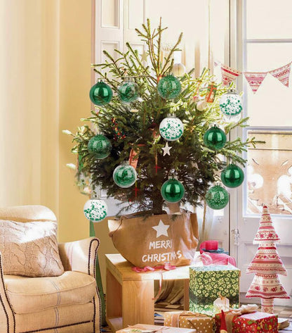 Briful 80mm/3.15" Shatterproof Clear Plastic Christmas Ball Ornaments Decorative Transparent Xmas Balls Baubles Set with Stuffed Delicate Decor Hanging Christmas Tree Ornaments(12 Counts, Green)