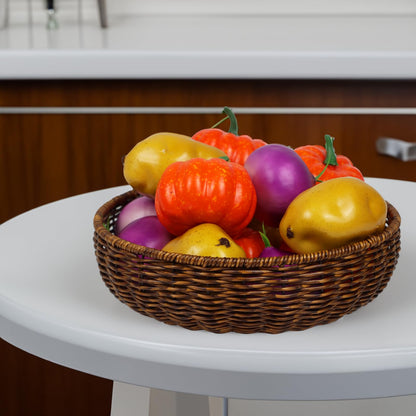 ORDELITE Fruit Baskets Bowl for Kitchen Counter, Round Bread Woven Wicker Basket, Candy Bowl Dish for Fruits, Breads, Vegetables,Snacks, Food (Large)