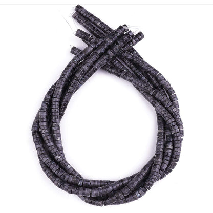 BEADIA Natural Black Spectrolite Spacer Beads Caps Loose Semi Gemstone for Beading Jewelry Making 6mmx3mm 38cm