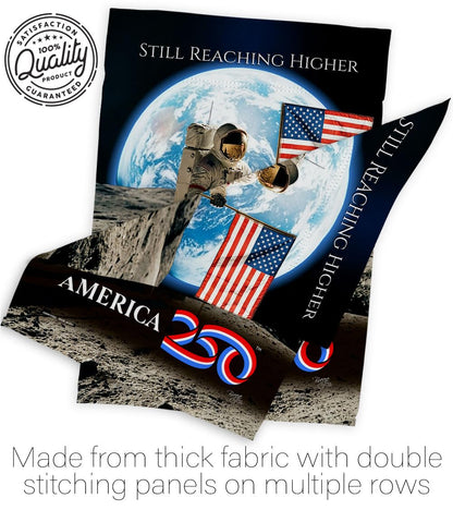 America 250 Flag Astronaut Milestone Moon Landing Garden Poster 2 Pcs Pack Official Licensed Merchandise Garve Yard Decor Canvas Print Textile Woven Tapestry USA 250th Anniversary Decoration Gift