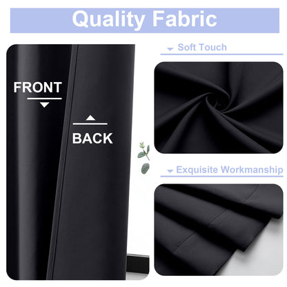 Simplebrand Ava Halloween Black Blackout Curtains for Bedroom 63 Inch Length 2 Panels, Solid Thermal Insulated Energy Saving Rod Pocket Window Treatment Curtains Blackout Drapes, W40 x L63 Inch, Black
