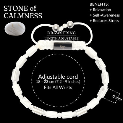 GT collection Flat Bead Bracelet, Gemstone Adjustable Bracelets for Men - Beaded Energy Bracelet for Relaxation and Peace, Handcrafted Men's Jewelry Gifts for Men