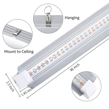 Grow Light for Indoor Plants,4ft T8, 180W(4 x 45W, 1080W Equivalent), Super Bright, Full Spectrum Sunlight Plant Light, LED Grow Lights for Indoor Plants, Greenhouse, 4-Pack