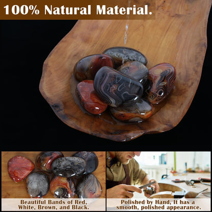 Sardonyx Palm Stone-2 Pcs Sardonyx Banded Agate Stone Pocket Energy Stone, Smooth Healing Crystal Worry Stone