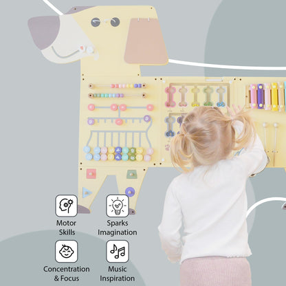 EsterFlare Dog Activity Wall Busy Board Panels, Toddler Learning Activity Center, Montessori Sensory Activity Board, Educational Toys for Children’s Playroom & Daycare