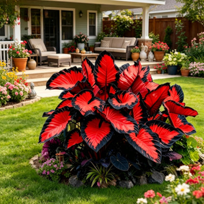JWDSKT Variegated Elephant Ear Rare-Stunning Look, Garden Favorite-Drought-Tolerant, Striking Colors and Patterns (6)