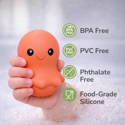 Ocean Friends Baby Bath Toys, Silicone Bath Toys for Babies 9 Months+, Toddler Bath Toys 1-3, Easy to Clean, Opens for Cleaning, 6-Piece Set