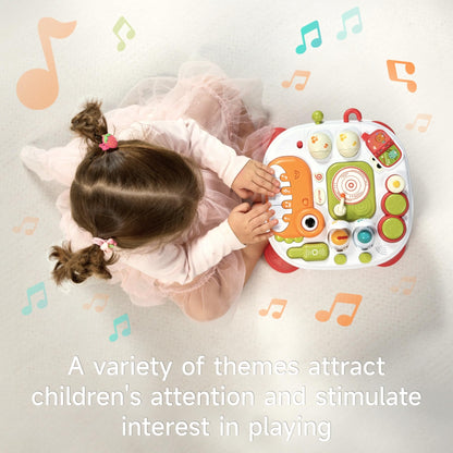 Baby Activity Table Learning & Fun, Baby DJ Table for Sitting Play, Keyboard Musical Toy and Detachable Red Legs Activity Table for Toddlers, Educational Interactive Toys for Kids