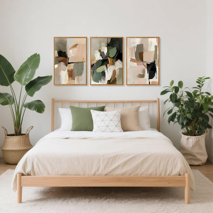 CHDITB Abstract Modern Framed Canvas Wall Art Set, Contemporary Artwork For Home Decor, Neutral Pastel Illustration Wall Painting, Nordic Minimal Zen Art Prints For Living Room Office-16 x24 x3