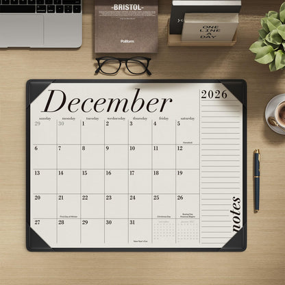 Jotsome Desk Calendar 2026-2027 with Desktop Mat, Large Desk Pad Calendar From Now to June 2027 22x17 inch, Desk Blotter Calendar for Home and Office, Easy Organizing (Black, 17" x 22")