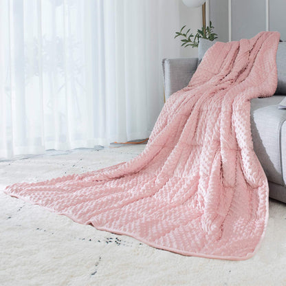 ALANSMA Reversible Weighted Blanket for All Season, Luxury Velvet, Warm and Cool, Adult Kids 5Lb Weighted Blanket, Enjoy Sleeping Anywhere(Pink,36"x48" 5lbs)
