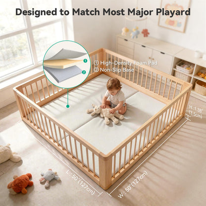 Baby Play Mat 50x50 inch, Extra Thick 1.3‘’ Waterproof Floor Mat for Crawling, Non-Toxic Large Activity Mat with Machine Washable Cover for Toddlers Infants Boys Girls