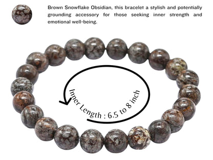 Amazing Gemstone Crystal Bracelet for Women Men's Gifts - Protection Healing Crystal Bracelet - 8mm Gemstone Beaded Stretchable Bracelet Pulseras Para Hombres Mujer Stocking Stuffers Mothers Day Gift (Brown Snowflake Obsidian)