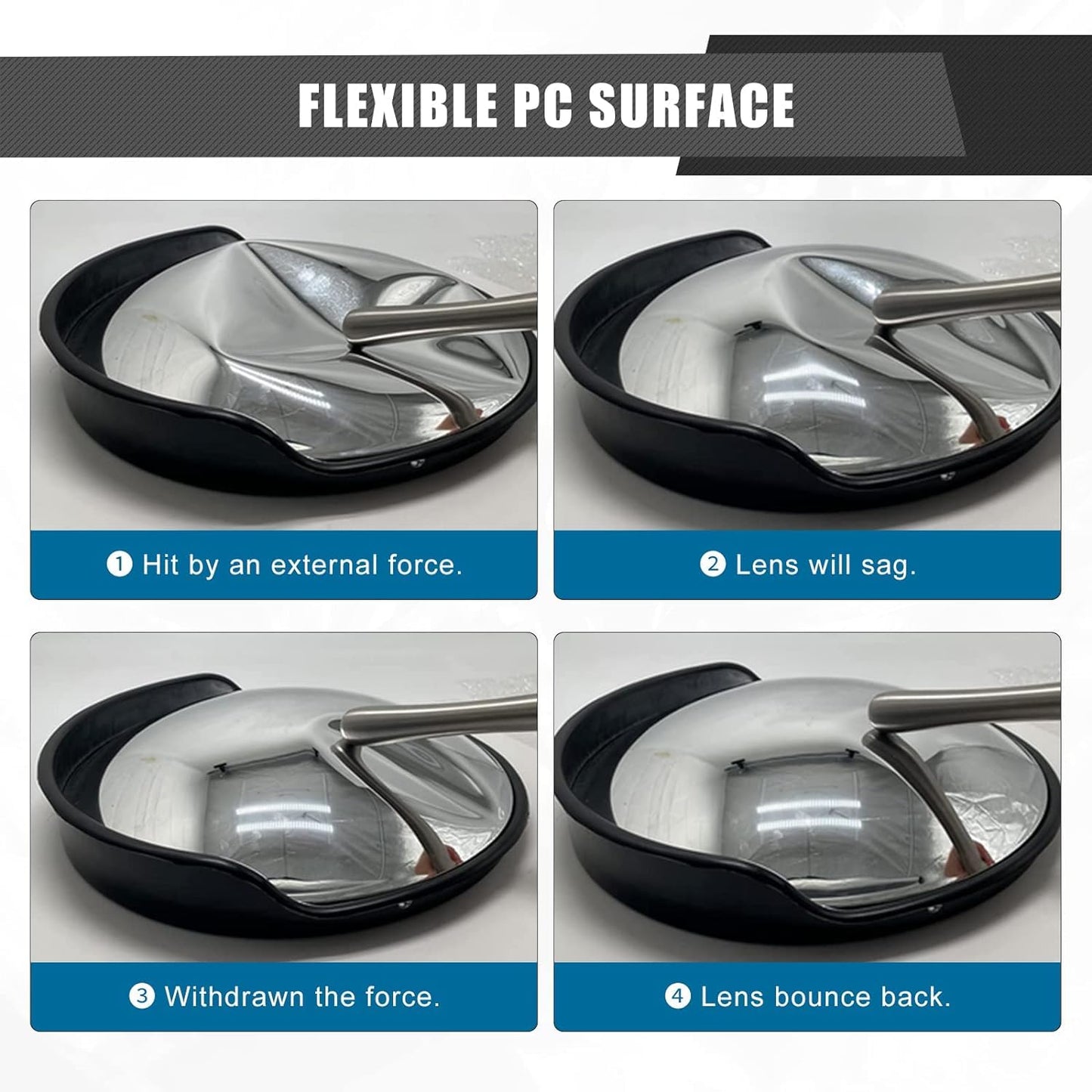 KOBSAINF 18 Inch Convex Mirror Outdoor with Adjustable Wall Fixing Bracket, Driveway Mirror for Wide Angle View Security Blind Spot
